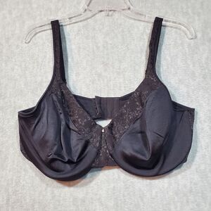 Bali Bra Womens 40 DD Black Floral Underwire Full Coverage Adjustable Straps